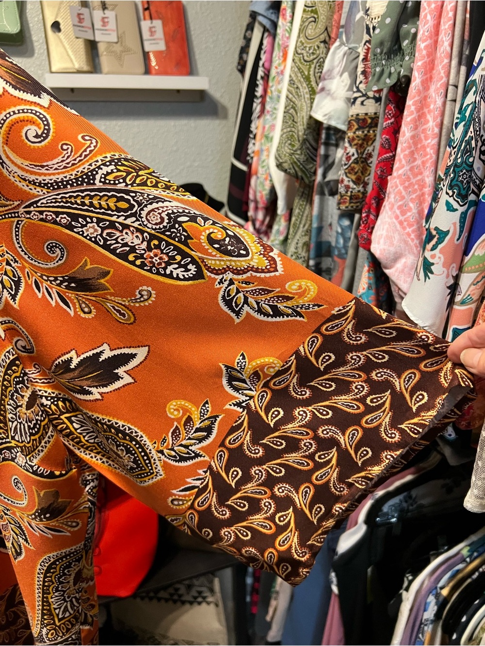 Ruby Rd. Orange Paisley Button-Down Shirt - Picture 3 of 5
